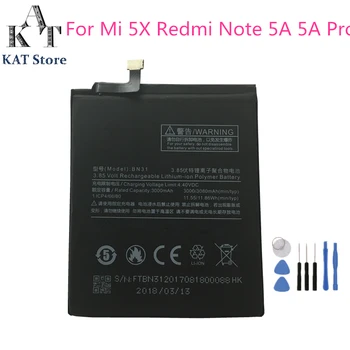 Mobiliojo Telefono Bateriją Xiaomi Mi 5X Redmi Pastaba 5A 5A Pro 3000mAh Ličio-jonų Polimerų Akumuliatoriai BN31 Įkraunamas Akumuliatorius