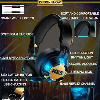 Naujas Philips SHX50 Profesionalių ausinių su USB Kištukas, Mėlyna LED Šviesos Spindi Kalėdų dovana kompiuterinio Žaidimo laisvų Rankų įranga