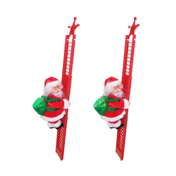2vnt Kalėdų Elektros Santa Claus Laipiojimo Laiptais Lėlės Muzikos Kūrybos Kalėdų Dekoro Vaikas Žaislą Dovanų prabangus veido išraiška žaislas
