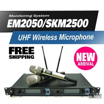 Nemokamas Pristatymas EM2050 Profesionalių UHF Bevielio Mikrofono Sistema su Dviguba SKM2500 Rankinį Siųstuvą Karaoke Mic Microfone