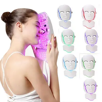 Nešiojamų LED 7Color PDT Kaukė Veido Šviesos Terapijos Odos Atjauninimo Prietaisas Veido Spuogų Šalinimas, Raukšlių Šalinimas ir Balinimo