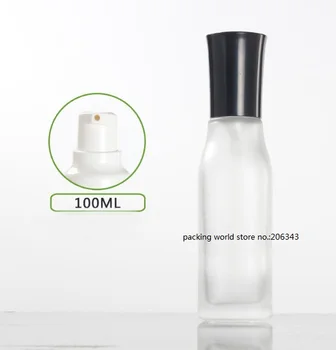 100ml aikštėje matinio stiklo butelis su siurblio dangtelis, skirtas losjonas/emulsija/serumo/foundation/tonerio/vandens odos priežiūros kosmetikos pakuotės