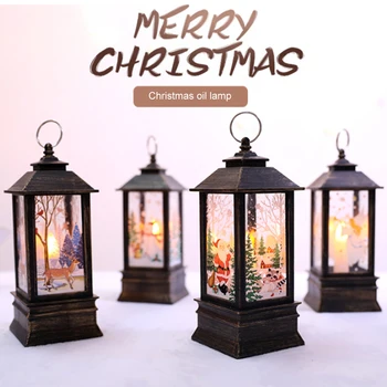 Kalėdų Dekoro Šviesos Derliaus Santa Claus Sniego Pilis Lempos Vestuves Apdailos Kabo LED Žibintai, Žvakės, Naktį Žibintai