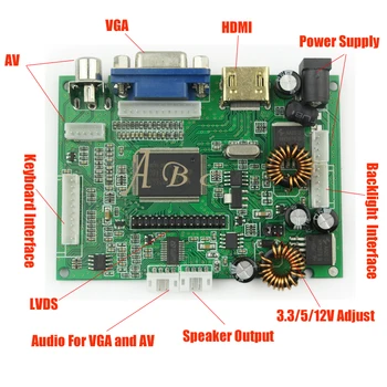 HDMI VGA 2AV Audio Controller Board + Inverter + 30P Lvds Laido + Garsiakalbių Komplektas 1280x800 1ch 6 bitų LP154WX4 LCD Ekranas