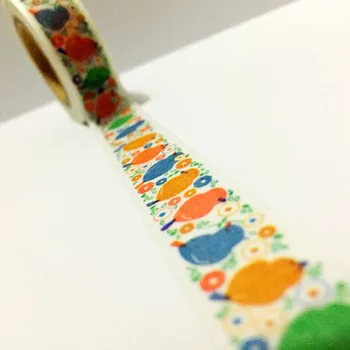 Nemokamas Pristatymas Gražus 15mm*10m aukštos kokybės washi popieriaus juosta/color mažai paukščių kvapų japonija washi tape