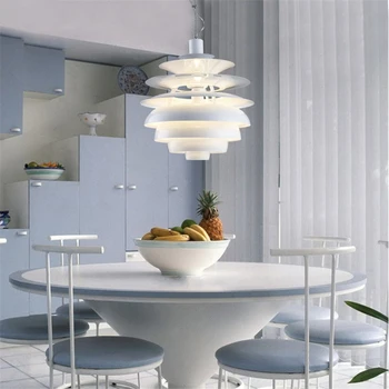 Modernus minimalistinis baltos spalvos aliuminio vieną galvos priedai veltiniams, vilna lempa Šiaurės kūrybos pušies kankorėžis dizaino LED restoranas Namų deco E27 apšvietimas