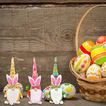 Lėlės Easter Bunny Morkų Nykštukas Beveidis Lėlės Apdailos Namų Dekoracijas 3PCs Muñeca de decoraciones