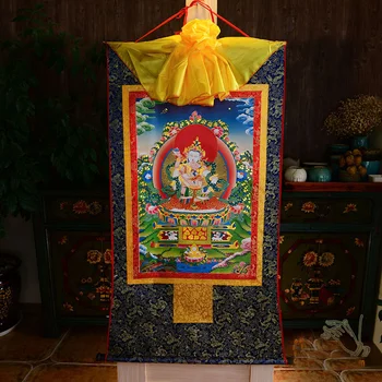 3PCS Didmeninė Budistų reikmenys --85CM Didelio NAMO apsaugos Thang-ga Thangka Vajra Sattva Vajrasattva Buda, Budizmo meno