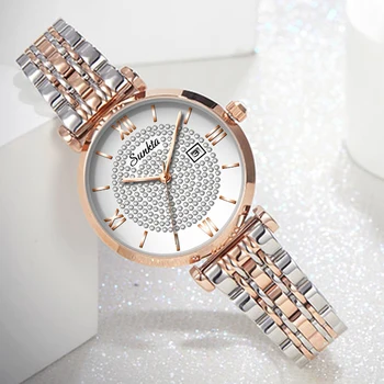 SUNKTA Naujo Prabangaus Prekės ženklo Moterims Žiūrėti Ponios Parama Pinigais Pristatymo Laikrodžiai Ponios Vandeniui Kvarcinis Laikrodis Moterų Laikrodis+Box