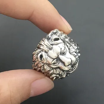 BOCAI Naujas Nekilnojamojo S925 sterlingas sidabro papuošalai yra rankų darbo senovinių Tailando sidabro asmenybės žiedas vyrų liūtas žiedas