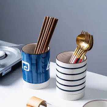 Japonijos ranka-dažytos, keraminės glazūruotos lazdelės lazdelės kibirą kūrybinės virtuvės reikmenys saugojimo nutekėjimo gražus
