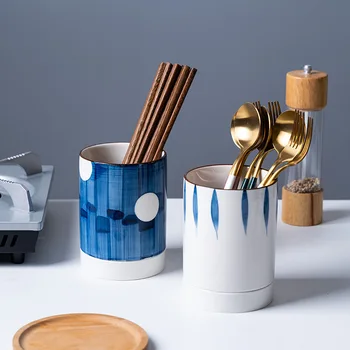 Japonijos ranka-dažytos, keraminės glazūruotos lazdelės lazdelės kibirą kūrybinės virtuvės reikmenys saugojimo nutekėjimo gražus