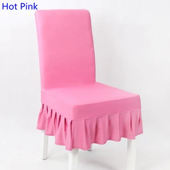 Rožinė Spalva Lycra Kėdė Padengti Su Sijonu Visi Aplink Kėdę Pusė Stiliaus Spandex Kėdė Padengti Vestuves Namų Puošybai