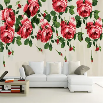Custom 3d foto neaustinių ekrano užsklanda 3d tapetai, freskos ranka-dažytos rose meno foną namų dekoro kambarį