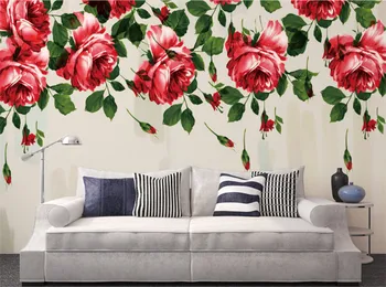 Custom 3d foto neaustinių ekrano užsklanda 3d tapetai, freskos ranka-dažytos rose meno foną namų dekoro kambarį