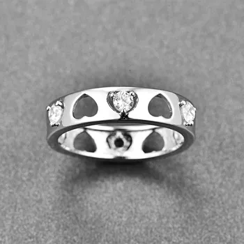 Autentiškas 925 Sterlingas Sidabro Žiedas Širdies Ryškių Mados Kristalų CZ Piršto Žiedai Moterims Vestuvių Papuošalai, Dovanos