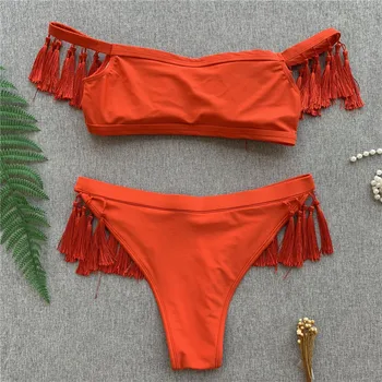 Kutai Moterims seksualus bikini komplektas bandeau Žavinga Push up Paminkštintas bikini viršų, Thong Biquinis Brazilijos femme maillot de bain maudymosi kostiumėlį