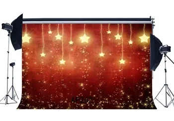 Fotografija Backdrops Bokeh Halo Golden China Blizgučiai Sparkle Star Raudona Kalėdų Besiūliai Fone