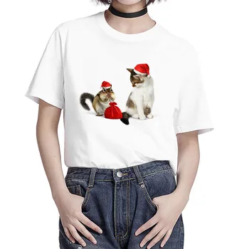 Cool Cat Spausdinti Marškinėlius Mergaičių Gražių 3D Spausdinimo Marškinėliai Moterims Funny Cat Viršūnes Tees