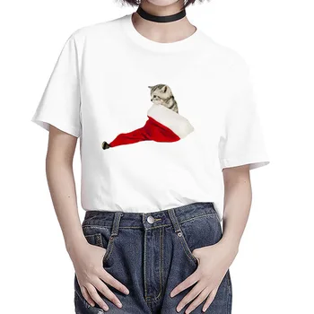 Cool Cat Spausdinti Marškinėlius Mergaičių Gražių 3D Spausdinimo Marškinėliai Moterims Funny Cat Viršūnes Tees