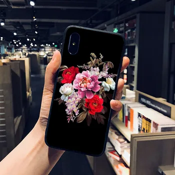 Minkštas Telefono dėklas gėlės Meno Modelio juodos spalvos dangteliai iPhone SE 2020 m. 11 Pro max XS X XR 7 8 Plius 6S 6 5 5S TPU apvalkalas prabanga Coque