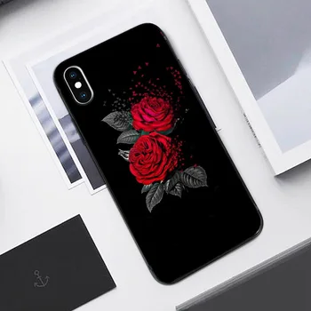 Minkštas Telefono dėklas gėlės Meno Modelio juodos spalvos dangteliai iPhone SE 2020 m. 11 Pro max XS X XR 7 8 Plius 6S 6 5 5S TPU apvalkalas prabanga Coque