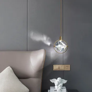 Post-modernus minimalistinis LED Sieniniai šviestuvai Šiaurės Kristalų Valgomasis Gyvenamasis kambarys Šviestuvų, Lovos, Miegamojo Vieną Galvos Kabo Lempa