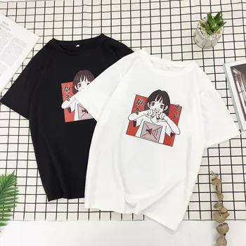 YouGeMan Harajuku Streetwear T-marškinėliai Moterims Vasaros Trumpas Rankovės marškinėliai korėjos Ulzzang Derliaus Spausdinti Marškinėliai Moterų Topai