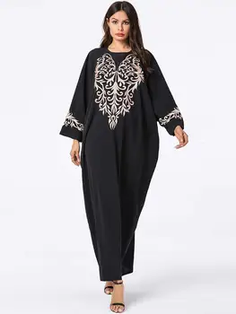 Etninės Siuvinėjimo Kaftan Maxi Suknelė Vintage Moterų Musulmonų Abaja Ilgas Apdaras Suknelė Arabų Islamo Drabužiai Laisvi Negabaritinių Plius Dydis