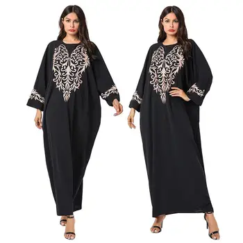 Etninės Siuvinėjimo Kaftan Maxi Suknelė Vintage Moterų Musulmonų Abaja Ilgas Apdaras Suknelė Arabų Islamo Drabužiai Laisvi Negabaritinių Plius Dydis