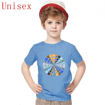 Viršūnės mergaitėms berniukų drabužiai Cryptocurrency T-shirt Ethereum Bitcoin Litecoin Kriptografijos blockchain technologija Spausdinimas Drabužiai vaikams