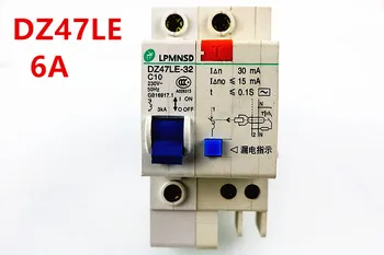DZ47LE 1p + N 6A AC 230V ~ 50Hz/60Hz srovės pertraukiklis ir nuotėkio apsauga.