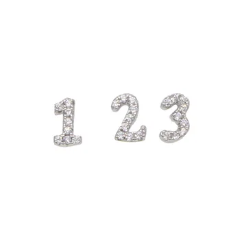 925 sterlingas sidabro skanėstas subtilus minimalistinis juvelyrikos maža mielas cz skaičius vienas du trys stud maža mergaitė, moteris kelis auskarai