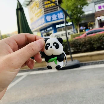 Kūrybinės Animacijos Panda KeyChains Mielas Lašas Plastiko Stereo Lėlės Priedai Lokys Key Chain Pakabukas Veiklos Merginos Paketų Prižiūrėtojų Raktinę