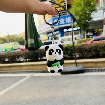 Kūrybinės Animacijos Panda KeyChains Mielas Lašas Plastiko Stereo Lėlės Priedai Lokys Key Chain Pakabukas Veiklos Merginos Paketų Prižiūrėtojų Raktinę
