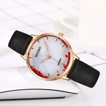 Moteris Žiūrėti Prabangių Mados Kūrybos Juda Deimantų Žiūrėti Ponios Atsitiktinis Odos Marmuro Kvarciniai Laikrodžiai MEIBO Prekės ženklo Moterų Laikrodis