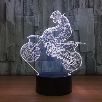 Motociklo 3D LED RGB Naktį Šviesa 7 Spalvų Kaita, Stalas Šviesos Veiksmų Skaičiai 2230 Vaikų Namuose, Kalėdos, Žaislai