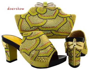 Naujas dizainas Afrikos batai ir atitikimo krepšiai italijos avalynės ir pagalvių rinkinys moterims siurbliai, italija, ponios batai ir rankinės doershow! HJT1-9