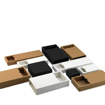 10VNT/daug ruda juoda Balta kraft kartono pakuotės, dėžutės, pakuotės dovanų dėžutė juoda juoda popieriaus stalčių dovanų dėžutes, kartono dėžės