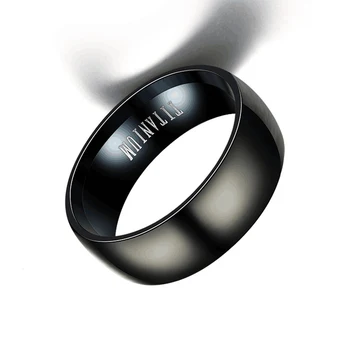 Vyrų ir Moterų Retro Tendencija, Juoda Titano Plieno Žiedas Spausdinimo TITANO, Nerūdijančio Plieno Žiedas Juodos Spalvos Metalo Žiedas