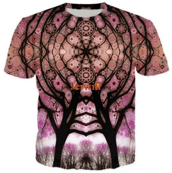 Moterų, Vyrų, Psychedelic Medžių 3D Spausdinimo Trumpas Rankovės Atsitiktinis Viršūnės T-Marškinėliai S-5XL