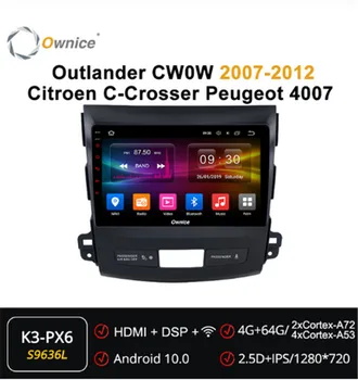 Ownice 9inch Android 10.0 Automobilių Radijo DVD Grotuvas GPS forMitsubishi Outlander CW0W 2007-2012 ForCitroen C-Crosser GPS navigacijos
