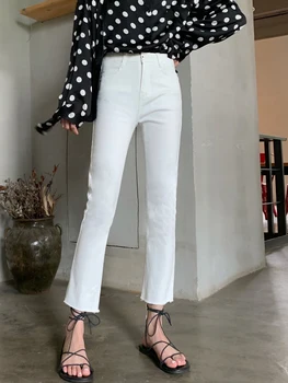 WHCW CGDSR laukinių prašmatnus Streetwear džinsinio audinio kelnės moterims korėjos stiliaus aukšto juosmens Džinsinio audinio Kelnės vintage džinsai moteris 2020 m. rudenį, žiemą
