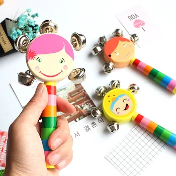 1pcs kūdikių mediniai animacinių filmų smiley veido, barška ankstyvojo ugdymo švietimo žaislai, žaislai, dovanos