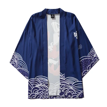 Pavasarį Porą Spausdinti Mėgėjams Moterų Kimono Yukata Vyrų Samurajus Kostiumas Haori Obi Paplūdimio Vyrų Megztinis Japonijos Streetwear Striukė