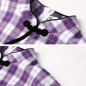 2020 metų Vasaros Mados Naujų Cheongsam Žiedlapis Sleeve Purple Pledas Qipao Elegantiškas Kinijos Suknelės, Šaliai, Slim, Plius Dydis 4XL Raukiniai Suknelė