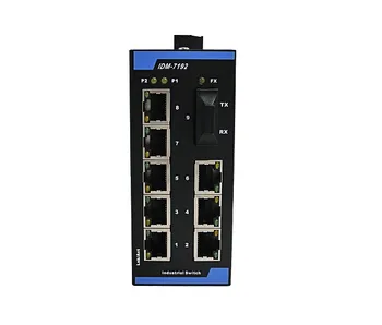 IDM-7192 8-port 9-port switch Industrial Ethernet 1 optinis 8 elektros 100 megabaitų jungiklis 12V24V perjungti geležinkelio įrengimas