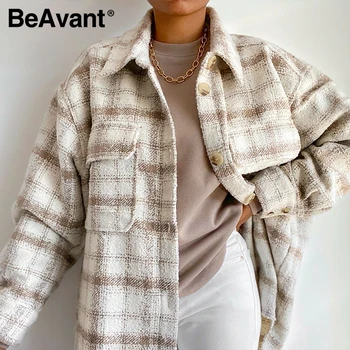 BeAvant Atsitiktinis Pledas moterų top Prarasti lašas pečių rankovės mygtuką atvartas kišenės Viršuje High street style ruduo šiltas marškinėliai 2020 m.