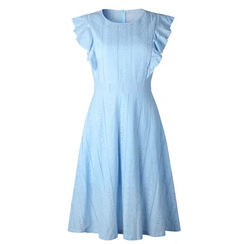 Trumpomis Rankovėmis ALine Dangus Mėlynas Homecoming Suknelės Arbata Ilgis Kuklus Baigimo Šalis Dress Suknelė YSAN673