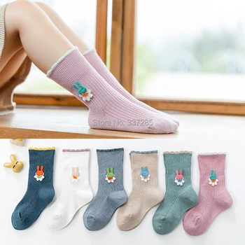 Naują pavasario vaikų mergaičių Medvilnės kojinės nėrinių cute bunny rudenį Kojinės kūdikiui, vaikui mielas princesė spalvinga girls cartoon kojinės